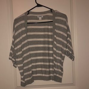 Old Navy Grey and white striped cardigan